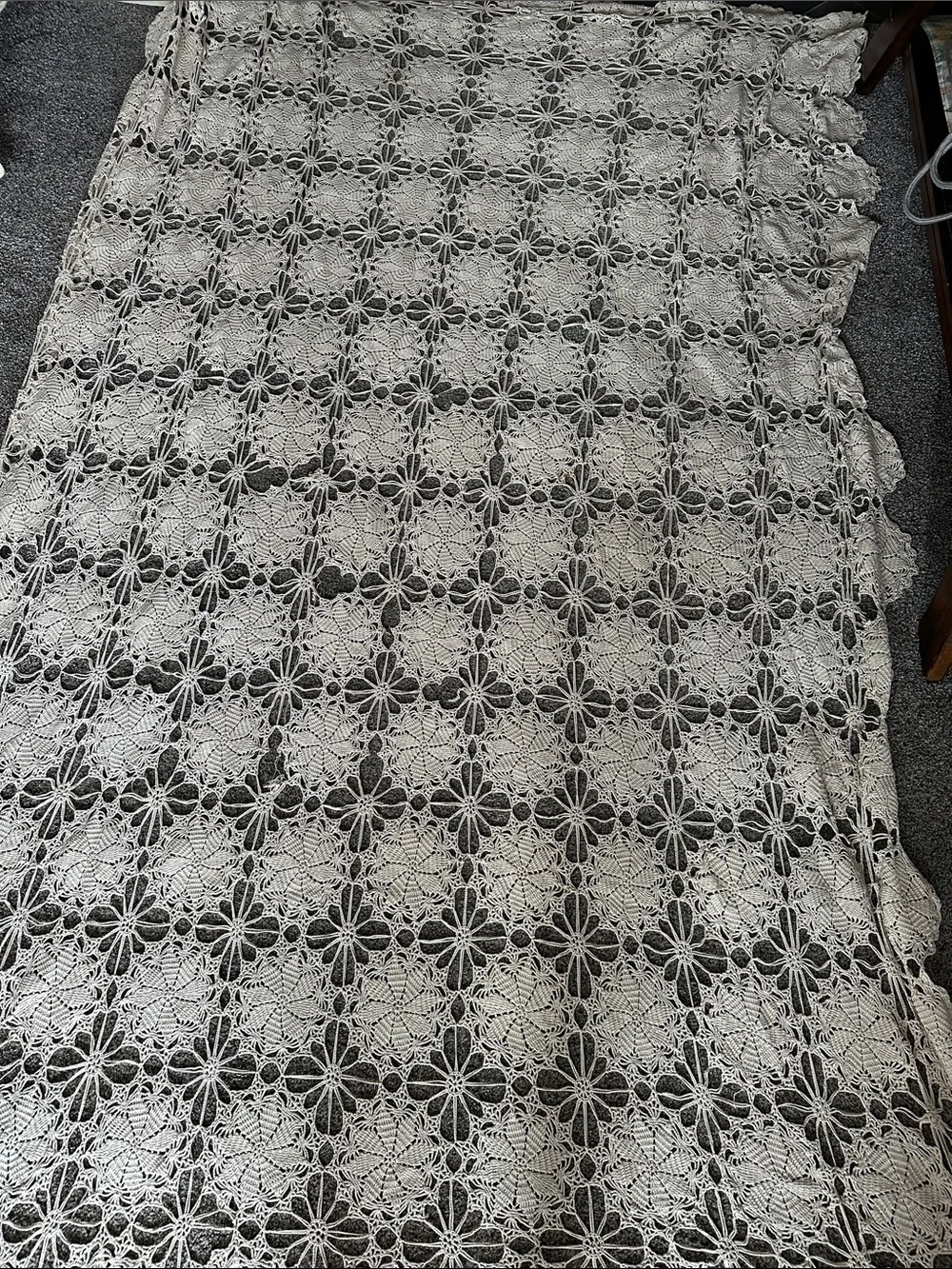 Vintage Crochet table cover - Cream Lace Pattern